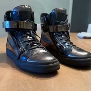 Giuseppe Zanotti Metallic Black High-Top Sneakers